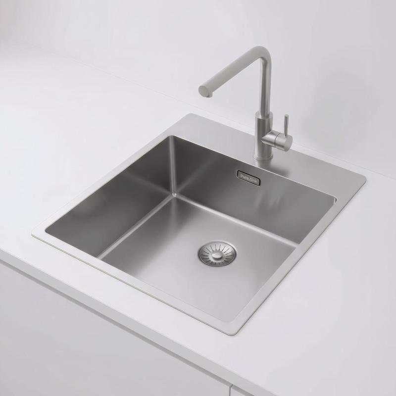 Pure.Sink Exclusivo Chiuvetă din oțel inoxidabil 44x52 cm Tapwing cu gaura pentru robinet, rază de 10mm PEX4040T-02