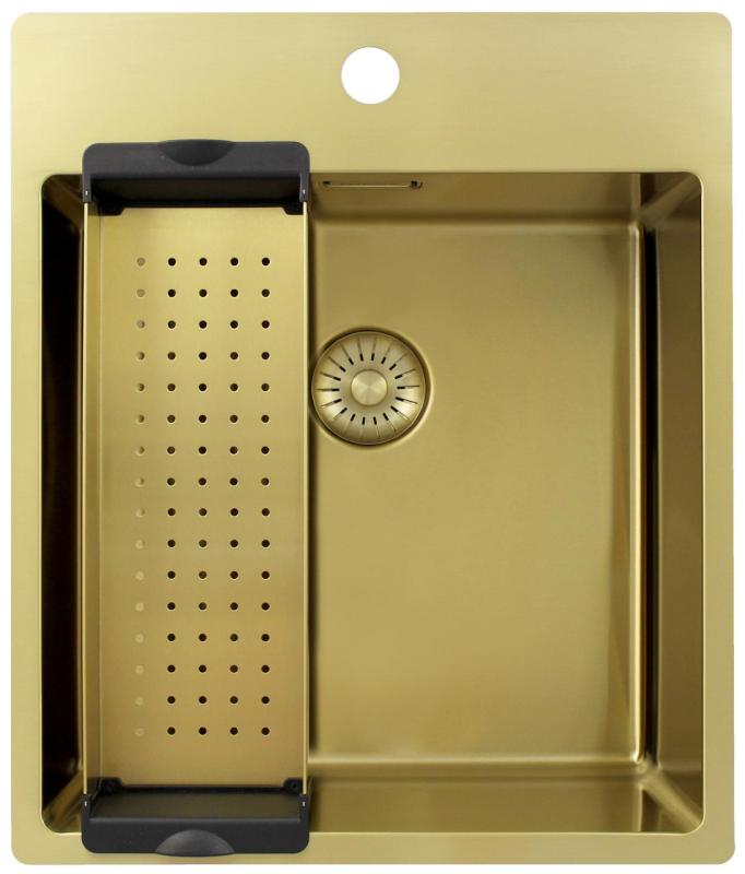 Pure.Sink Exclusivo Chiuveta de aur 44x52 cm Tapwing cu gaura pentru robinet, raza de 10mm PEX4040T-60