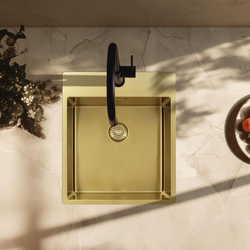 Pure.Sink Exclusivo Chiuveta de aur 44x52 cm Tapwing cu gaura pentru robinet, raza de 10mm PEX4040T-60