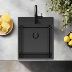 Chiuvetă Pure.Sink Exclusivo Gun Metal 44x52 cm Tapwing cu gaură pentru robinet, rază 10mm PEX4040T-61