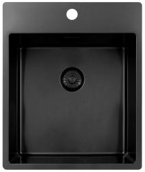 Chiuvetă Pure.Sink Exclusivo Gun Metal 44x52 cm Tapwing cu gaură pentru robinet, rază 10mm PEX4040T-61