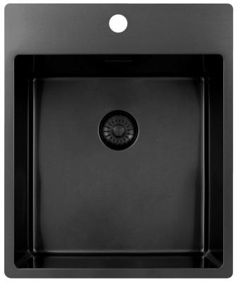 Chiuvetă Pure.Sink Exclusivo Gun Metal 44x52 cm Tapwing cu gaură pentru robinet, rază 10mm PEX4040T-61