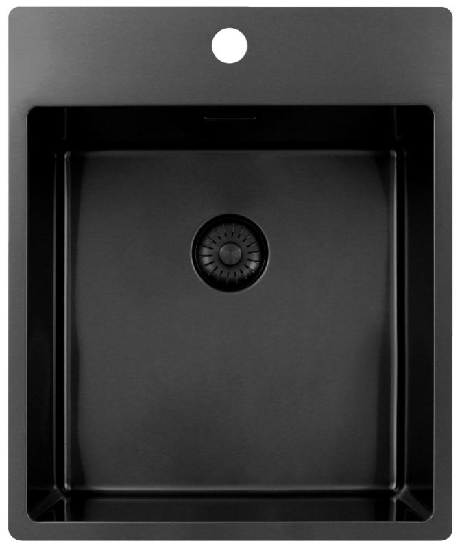 Chiuvetă Pure.Sink Exclusivo Gun Metal 44x52 cm Tapwing cu gaură pentru robinet, rază 10mm PEX4040T-61