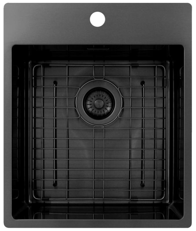 Chiuvetă Pure.Sink Exclusivo Gun Metal 44x52 cm Tapwing cu gaură pentru robinet, rază 10mm PEX4040T-61