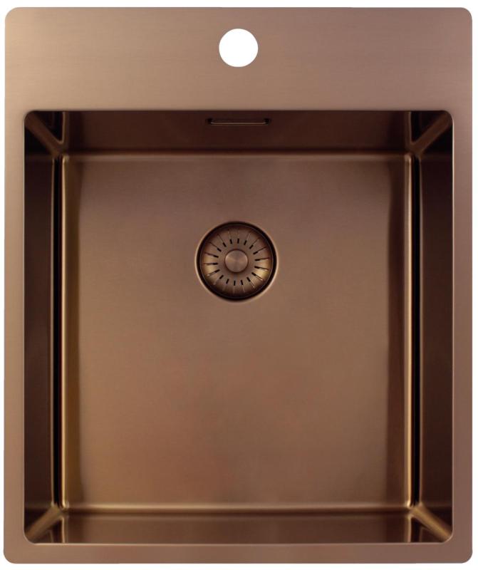 Pure.Sink Exclusivo Chiuvetă de cupru 44x52 cm Tapwing cu gaură pentru robinet, rază de 10mm PEX4040T-62