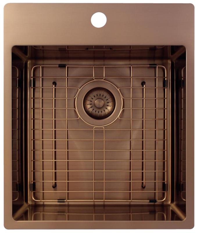 Pure.Sink Exclusivo Chiuvetă de cupru 44x52 cm Tapwing cu gaură pentru robinet, rază de 10mm PEX4040T-62