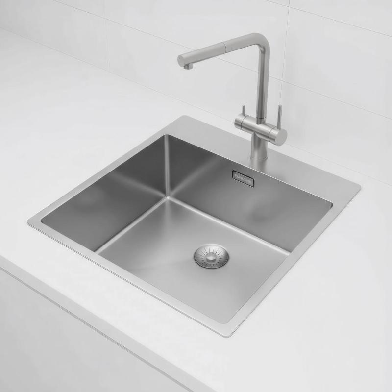 Pure.Sink Exclusivo Chiuveta din inox 49x52 cm Tapwing cu gaură pentru robinet, rază de 10mm PEX4540T-02