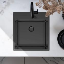 Chiuvetă Pure.Sink Exclusivo Gun Metal 49x52 cm Tapwing cu orificiu pentru robinet, rază 10mm PEX4540T-61