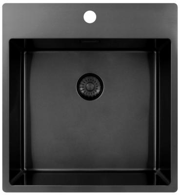 Chiuvetă Pure.Sink Exclusivo Gun Metal 49x52 cm Tapwing cu orificiu pentru robinet, rază 10mm PEX4540T-61