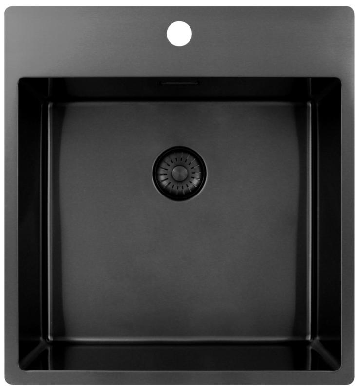 Chiuvetă Pure.Sink Exclusivo Gun Metal 49x52 cm Tapwing cu orificiu pentru robinet, rază 10mm PEX4540T-61