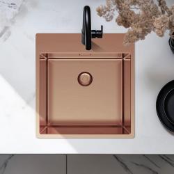 Pure.Sink Exclusivo Chiuvetă de cupru 49x52 cm Tapwing cu banca de găuri pentru robinet, rază de 10mm PEX4540T-62