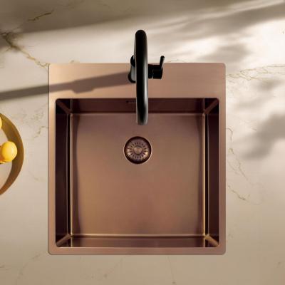 Pure.Sink Exclusivo Chiuvetă de cupru 49x52 cm Tapwing cu banca de găuri pentru robinet, rază de 10mm PEX4540T-62