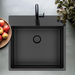 Chiuveta Pure.Sink Exclusivo Gun Metal 54x52 cm Tapwing cu gaură pentru robinet, rază 10mm PEX5040T-61