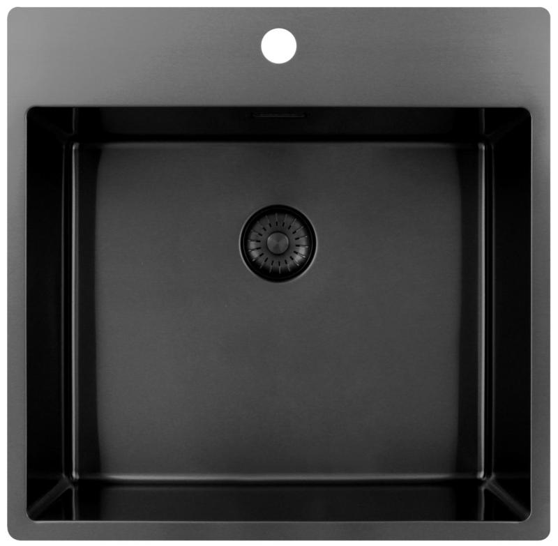 Chiuveta Pure.Sink Exclusivo Gun Metal 54x52 cm Tapwing cu gaură pentru robinet, rază 10mm PEX5040T-61