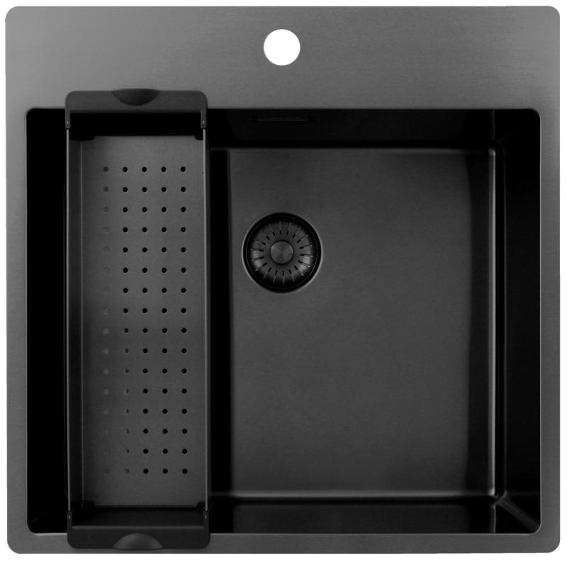 Chiuveta Pure.Sink Exclusivo Gun Metal 54x52 cm Tapwing cu gaură pentru robinet, rază 10mm PEX5040T-61