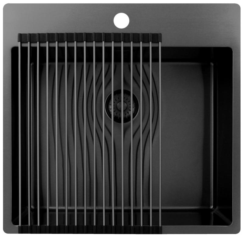 Chiuveta Pure.Sink Exclusivo Gun Metal 54x52 cm Tapwing cu gaură pentru robinet, rază 10mm PEX5040T-61