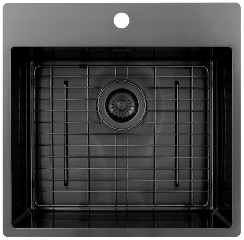 Chiuveta Pure.Sink Exclusivo Gun Metal 54x52 cm Tapwing cu gaură pentru robinet, rază 10mm PEX5040T-61