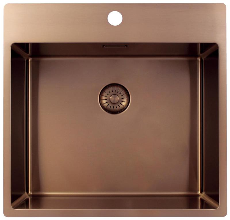 Pure.Sink Exclusivo Chiuvetă de cupru 54x52 cm Tapwing cu gaura pentru robinet, rază de 10mm PEX5040T-62
