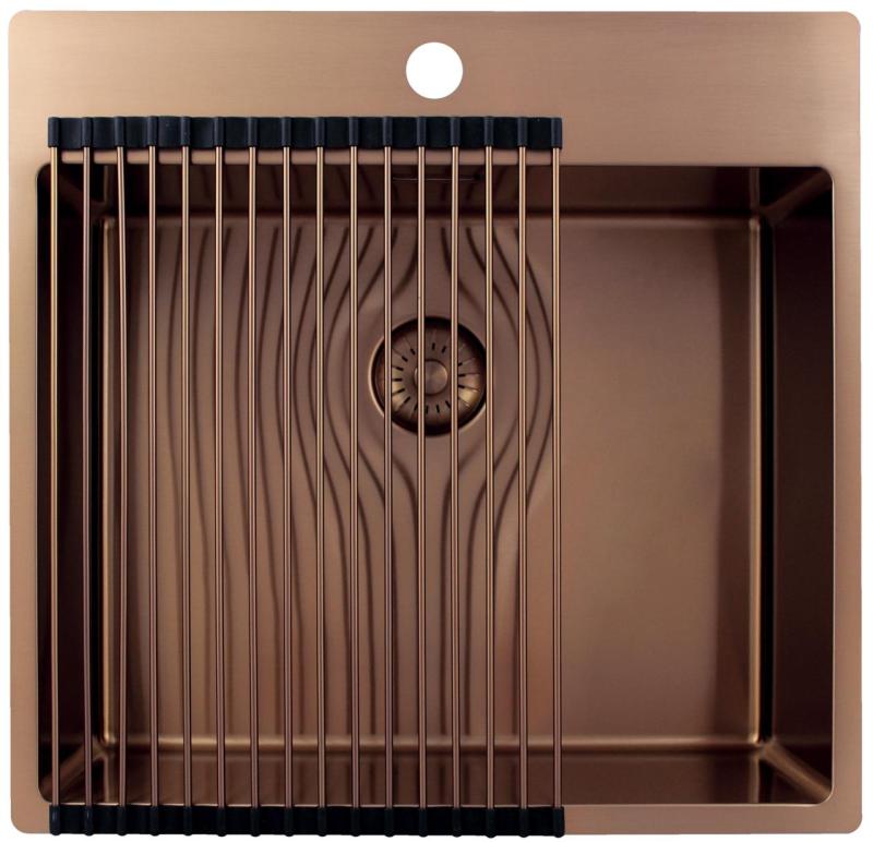 Pure.Sink Exclusivo Chiuvetă de cupru 54x52 cm Tapwing cu gaura pentru robinet, rază de 10mm PEX5040T-62