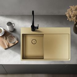 Pure.Sink Exclusivo Chiuvetă mică aurie cu zonă de scurgere 78x52 cm Tapwing stânga PEX3478LT-60