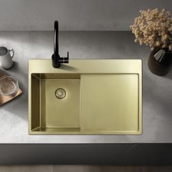 Pure.Sink Exclusivo Chiuvetă mică aurie cu zonă de scurgere 78x52 cm Tapwing stânga PEX3478LT-60