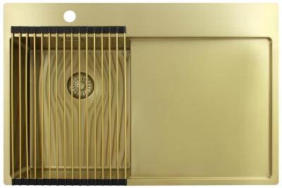 Pure.Sink Exclusivo Chiuvetă mică aurie cu zonă de scurgere 78x52 cm Tapwing stânga PEX3478LT-60