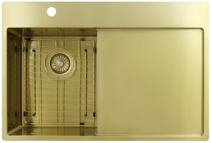 Pure.Sink Exclusivo Chiuvetă mică aurie cu scurgere 78x52 cm Robinet stânga PEX3478LT-60