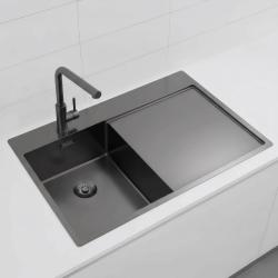 Pure.Sink Exclusivo Gun Metal chiuvetă mică cu secțiune de scurgere 78x52 cm Tapwing stânga PEX3478LT-61