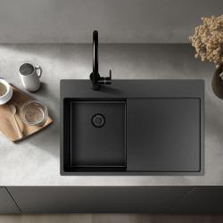 Pure.Sink Exclusivo Gun Metal chiuvetă mică cu secțiune de scurgere 78x52 cm Tapwing stânga PEX3478LT-61
