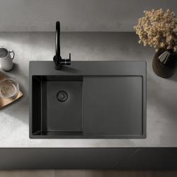 Pure.Sink Exclusivo Gun Metal chiuvetă mică cu secțiune de scurgere 78x52 cm Tapwing stânga PEX3478LT-61