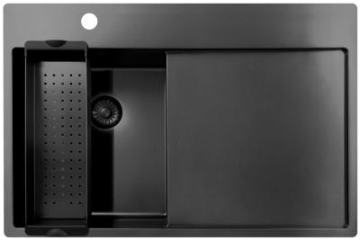 Pure.Sink Exclusivo Gun Metal chiuvetă mică cu secțiune de scurgere 78x52 cm Tapwing stânga PEX3478LT-61