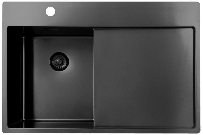 Pure.Sink Exclusivo Gun Metal chiuvetă mică cu secțiune de scurgere 78x52 cm Tapwing stânga PEX3478LT-61