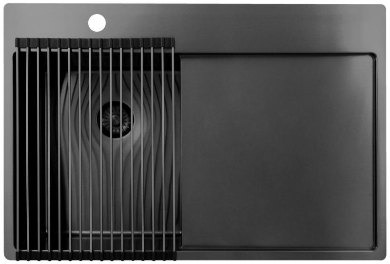 Pure.Sink Exclusivo Gun Metal chiuvetă mică cu secțiune de scurgere 78x52 cm Tapwing stânga PEX3478LT-61