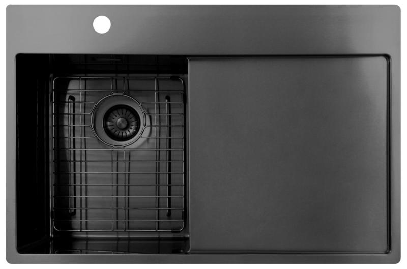 Pure.Sink Exclusivo Gun Metal chiuvetă mică cu secțiune de scurgere 78x52 cm Tapwing stânga PEX3478LT-61