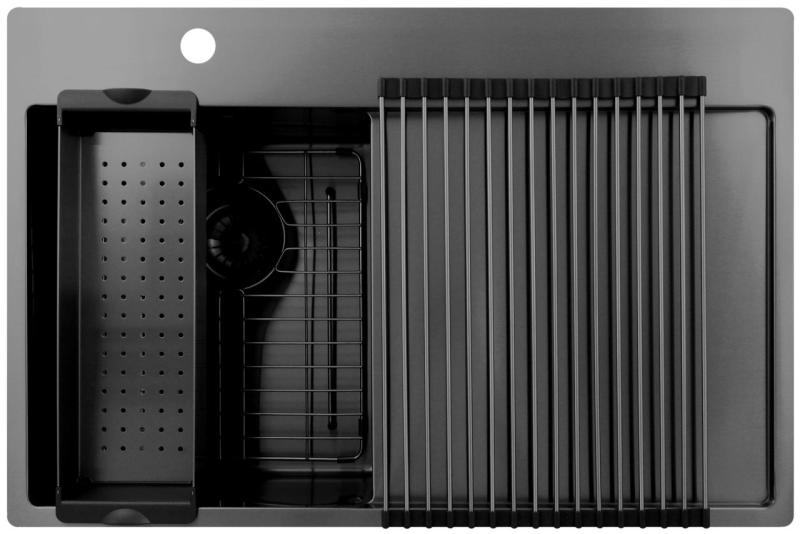 Pure.Sink Exclusivo Gun Metal chiuvetă mică cu secțiune de scurgere 78x52 cm Tapwing stânga PEX3478LT-61