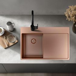 Pure.Sink Exclusiv. Chiuveta mică din cupru cu zona de scurgere 78x52 cm Tapwing stânga PEX3478LT-62