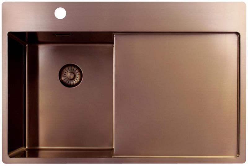 Pure.Sink Exclusivo Chiuveta mică din cupru cu zona de scurgere 78x52 cm Tapwing stânga PEX3478LT-62