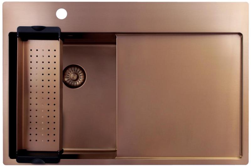 Pure.Sink Exclusivo Chiuveta mică din cupru cu zona de scurgere 78x52 cm Tapwing stânga PEX3478LT-62