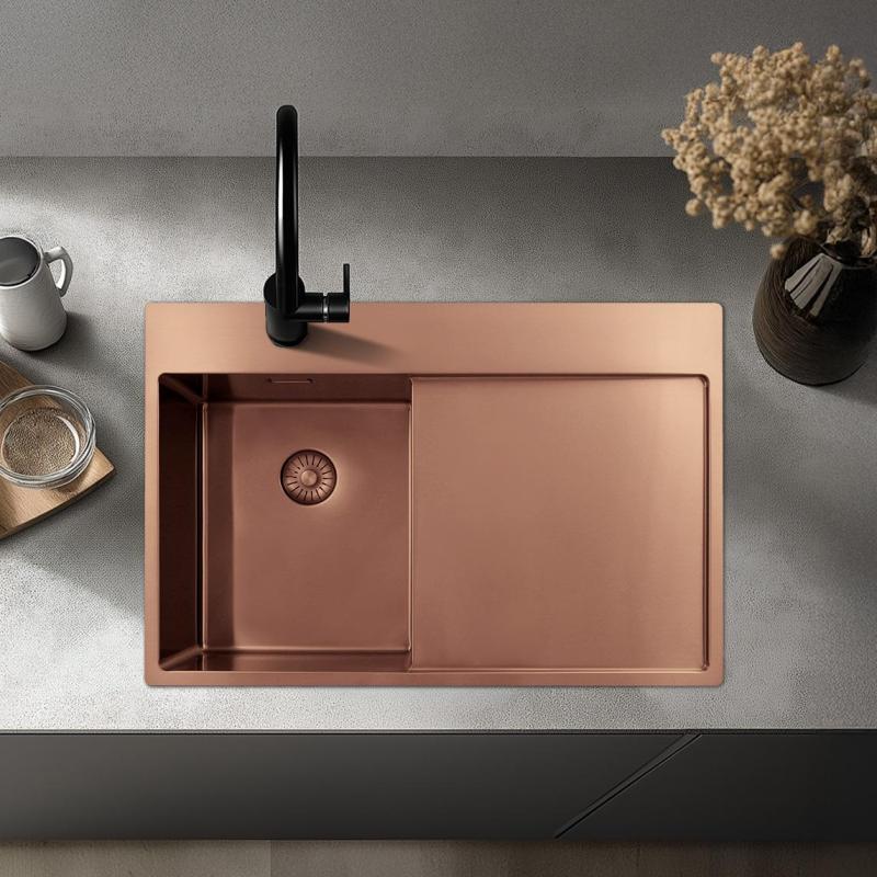 Pure.Sink Exclusivo Chiuveta mică din cupru cu zona de scurgere 78x52 cm Tapwing stânga PEX3478LT-62