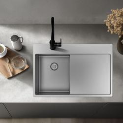 Pure.Sink Exclusivo RVS chiuveta mică cu zona de scurgere 78x52 cm Tapwing dreapta PEX3478RT-02