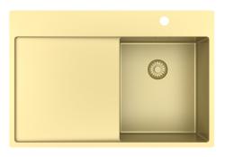 Pure.Sink Exclusivo Chiuveta mică de aur cu zonă de scurgere 78x52 cm Aripa de robinet la dreapta PEX3478RT-60