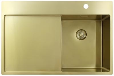 Pure.Sink Exclusivo Chiuveta mică de aur cu zonă de scurgere 78x52 cm Aripa de robinet la dreapta PEX3478RT-60