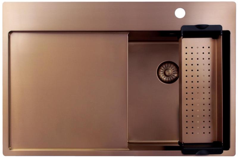 Pure.Sink Exclusivo Chiuvetă mică din cupru cu zonă de scurgere 78x52 cm Tapwing dreapta PEX3478RT-62