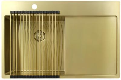 Pure.Sink Exclusivo Chiuvetă aurie cu zonă de scurgere 78x52 cm Tapwing la stânga PEX4078LT-60