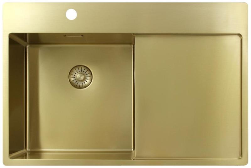 Pure.Sink Exclusivo Chiuvetă aurie cu zonă de scurgere 78x52 cm Robinet cu manetă stânga PEX4078LT-60