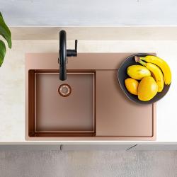 Pure.Sink Exclusivo Chiuvetă de cupru cu zonă de scurgere 78x52 cm Tapwing stânga PEX4078LT-62