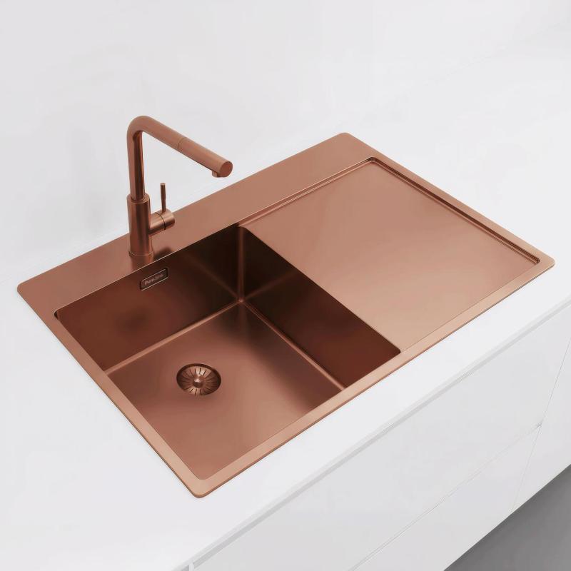 Pure.Sink Exclusivo Chiuvetă de cupru cu zonă de scurgere 78x52 cm Tapwing stânga PEX4078LT-62