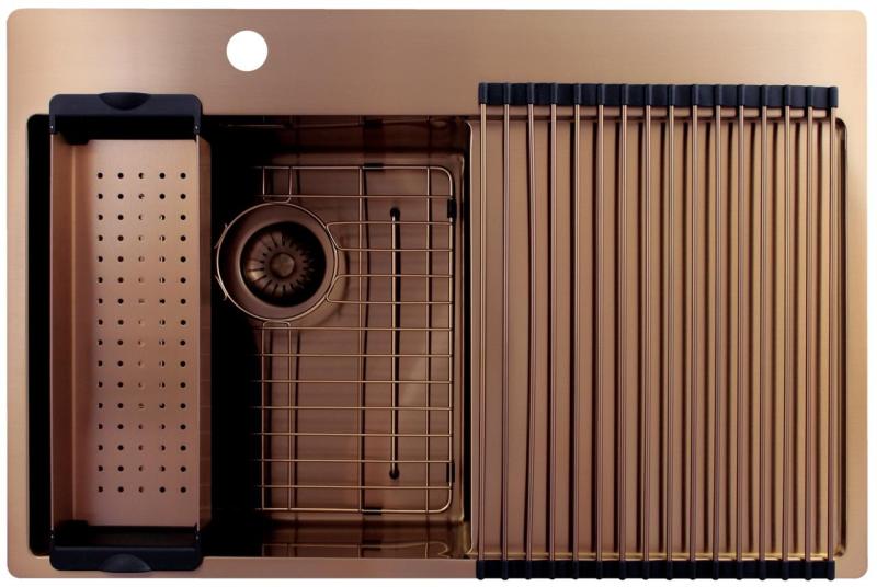 Pure.Sink Exclusivo Chiuvetă de cupru cu zonă de scurgere 78x52 cm Tapwing stânga PEX4078LT-62