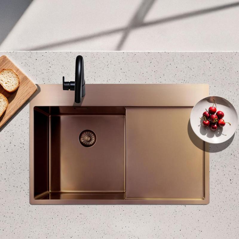 Pure.Sink Exclusivo Chiuvetă de cupru cu zonă de scurgere 78x52 cm Tapwing stânga PEX4078LT-62