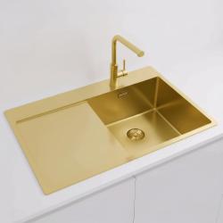 Pure.Sink Exclusivo Chiuvetă aurie cu zonă de scurgere 78x52 cm Robinet dreapta PEX4078RT-60